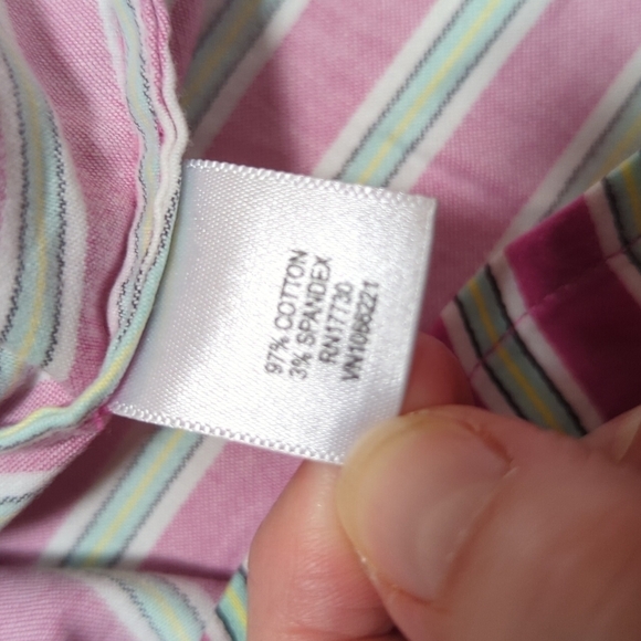 Merona Women's Short Sleeve Striped Button Down Fitted Shirt Sz Sm - Picture 6 of 6